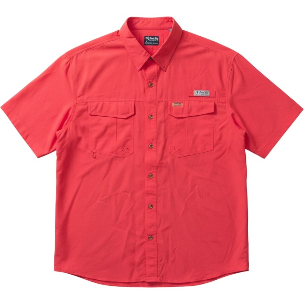 Bimini Bay Outfitters Mens 2XL Fishing Shirt Short Sleeve Ventilated Orange
